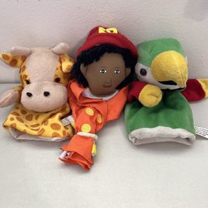 6 Vintage Discount School Supply Boy Girl Hand Puppets Educational 2009 READ